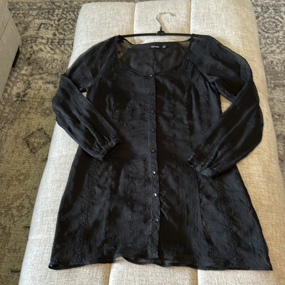 OBEY BLOOD MOON SHEER EMBROIDERED LACE LINED FRONT BUTTON UP DRESS SIZE S - Picture 3 of 14